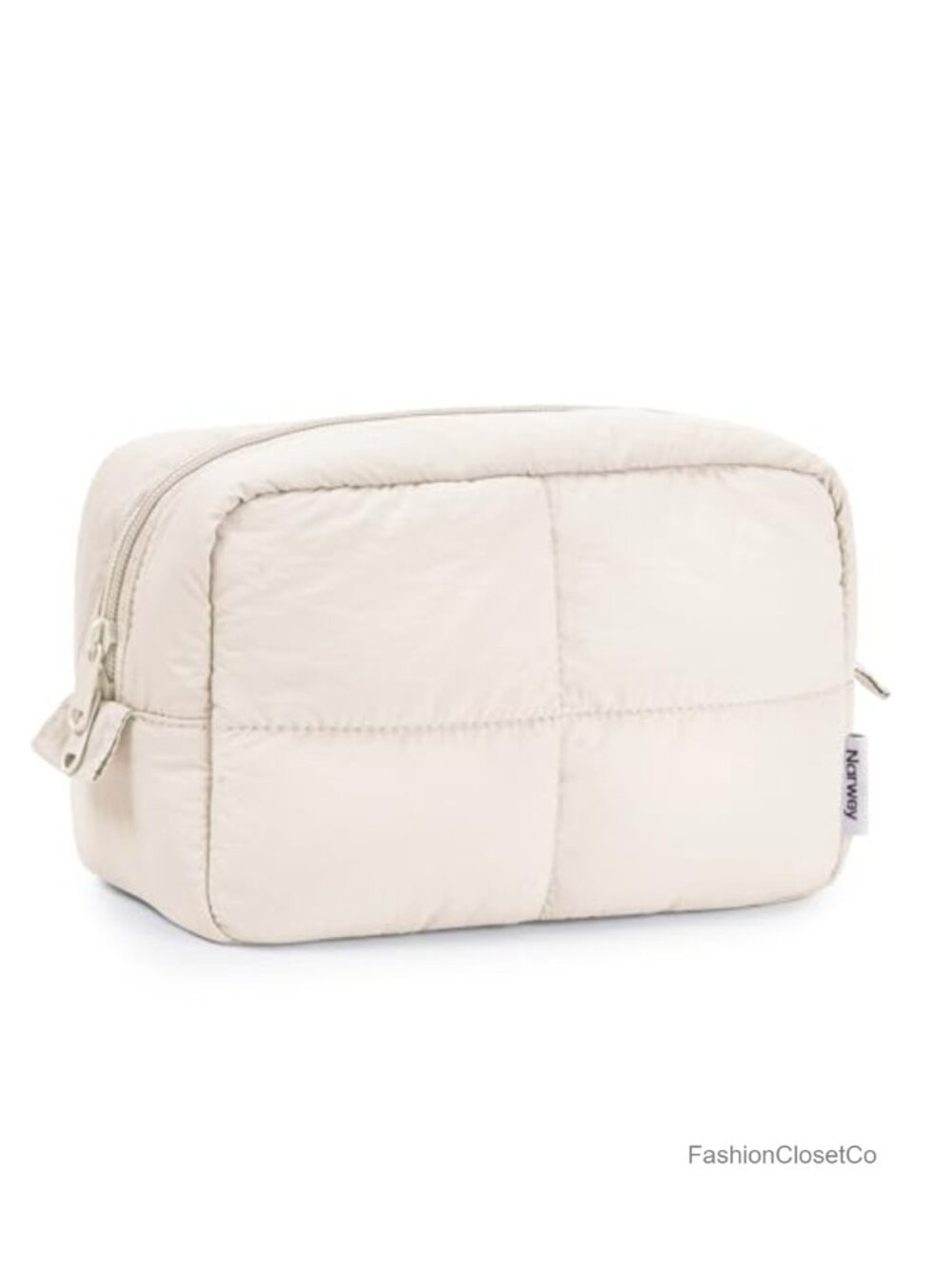 Puffy Quilted Makeup Bag Travel Toiletry Organizer Water-Resistant Nylon
